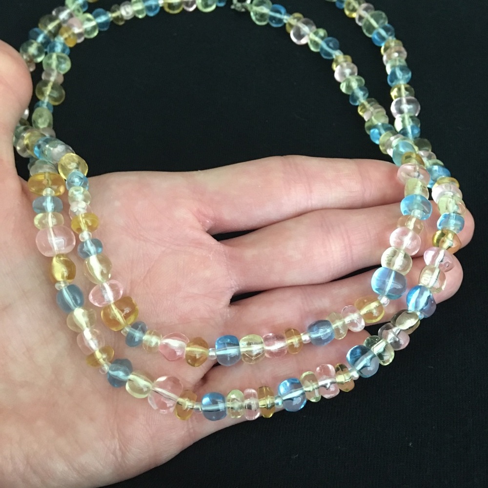 Vintage Light Clear Pastel Colored Beaded Necklace